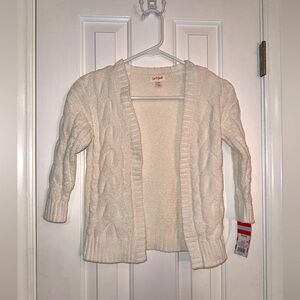 Cat & Jack soft cable knit, open cardigan in off-white size extra small 4/5